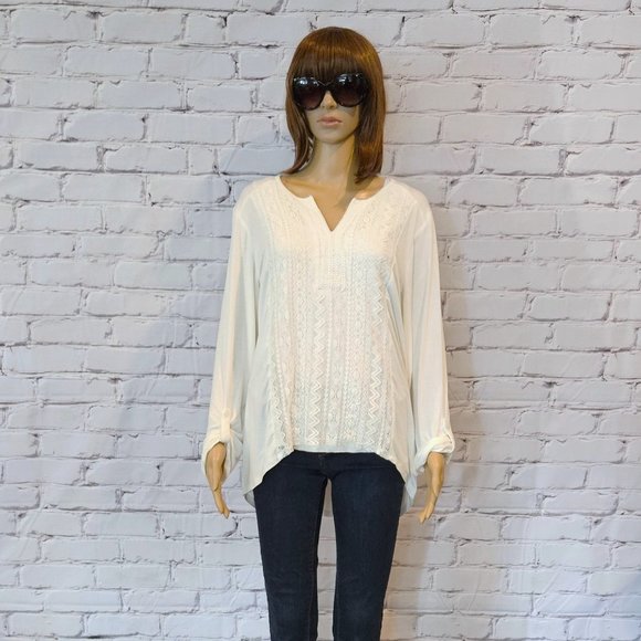 RXB, Boho long sleeve ivory embroidered blouse - Picture 2 of 9